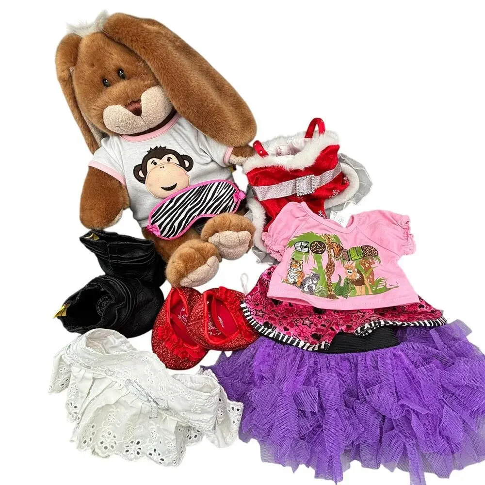 Build a Bear 2003 Vintage Floppy Bunny 11 Piece Clothing & Shoe Accessories Lot